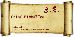 Czipf Richárd névjegykártya