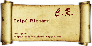 Czipf Richárd névjegykártya